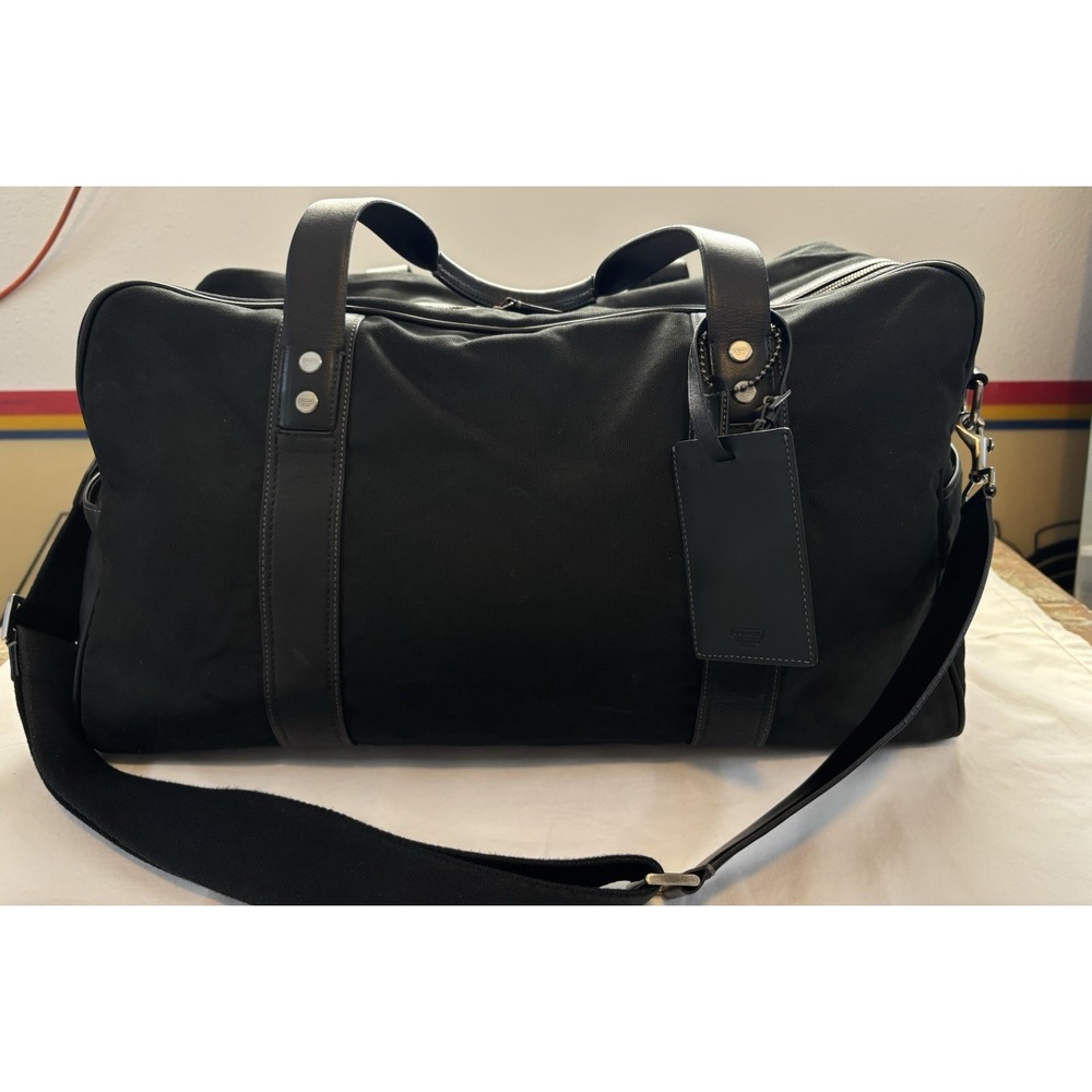 Beautiful 2005 Coach Weekender Duffle Bag Large Canvas & Leather Black